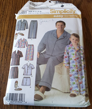 Simplicity Easy Sew 4381 Men&#39;s &amp; Boys Pajamas and Slippers Sewing Pattern S-XL - £4.74 GBP