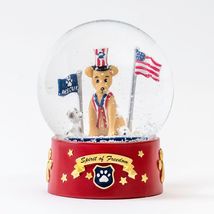 NEW Patriotic Americana Rescue Dog Lighted Snow Globe glass &amp; red resin base - £14.85 GBP