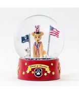 NEW Patriotic Americana Rescue Dog Lighted Snow Globe glass &amp; red resin ... - £14.76 GBP