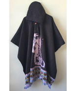 Llama Poncho with Hood | Soft Comfortable Wool | Navajo Howling Wolf Han... - £52.52 GBP