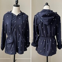 Talbots French Terry Palm Tree Embroidered Full Zip Hoodie Jacket Blue M... - $456.17 MXN