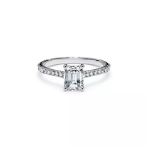 14kt Gold Emerald-Cut Diamond Engagement Band Ring - £1,146.39 GBP