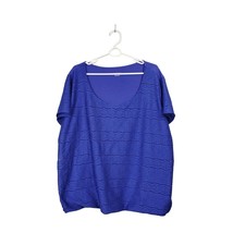 Merona Shirt Women&#39;s 4X Lace Front Short Sleeve Blue 100% Rayon - $16.83