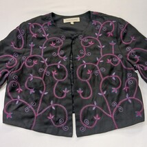 Sarah Elizabeth Women's 14 Black/Red Floral Embroidered One Button Blazer Jacket image 14