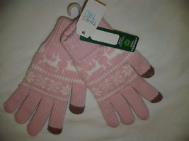 Time And Tru Women&#39;s Deer Fair Isle Touch Gloves Thick &amp; Warm Polar Pink... - £7.52 GBP