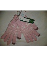 Time And Tru Women&#39;s Deer Fair Isle Touch Gloves Thick &amp; Warm Polar Pink... - £7.49 GBP