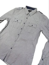 Guess Button Up Long Sleeve Blue/White Slim Fit Dress Shirt Men&#39;s Top Size M - £10.23 GBP