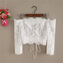 White Off Shoulder Lace Crop Top Bridal Custom Plus Size Retro Style Crop Top image 1