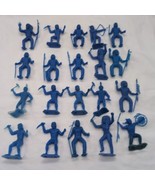 Lot Of (20) Vintage 1960s Indian Blue Plastic Toy Figures 2&quot; - $31.67