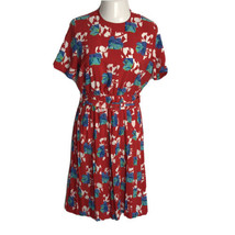 Breli Originals Floral Geek Secretary Vintage Dress ~ Sz 10 ~ Red ~ Plea... - $22.49