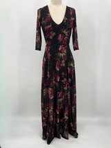 Blackmilk Clothing Baroque Fantasy 3/4 Sleeve Split Maxi Dress Sz XS Bla... - £77.43 GBP