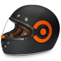 Daytona Helmets Retro DOT Approved Bike Dull Black Orange Motorcycle Helmet R1-O - £101.75 GBP