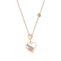 Rose Gold Oyster Pearl Cz Heart Necklace - £22.27 GBP