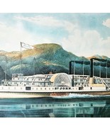 Hudson River Steamboat St John Currier &amp; Ives 1950s Lithograph NY Ship D... - $913.92 MXN