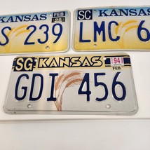 Kansas License Plates 1990s MDS-239 LMC-623 GDI-456 Expired Vtg Car Tags - £18.90 GBP
