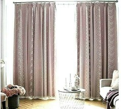 2pc. Pretty Pink Princess Double Layer Sheer Lace Tulle Window Blackout Curtains - £105.05 GBP