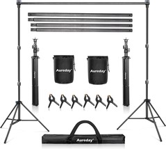 Aureday Backdrop Stand, 7X10Ft Adjustable Photo Backdrop Stand Kit With 4 - £37.51 GBP