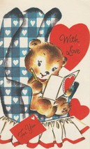 Vintage Valentine Card Baby Bear in Armchair 1940s - £7.17 GBP