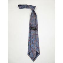 Men's 100% Silk Necktie By Bruno Piattelli Paisley Floral Fancy BP27 Blue Brown image 3