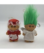 Christmas Russ Troll Doll Ornaments Lot Of 2 Angle And Mrs Clause - $224.80 MXN