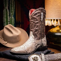 Marco Di Milano Genuine Snake Skin Cowboy Boot Missouri Natural image 8