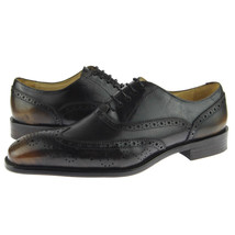 Carrucci Wingtip Oxford, Full Brogue Men&#39;s Dress Leather Shoes, Brown - £79.93 GBP