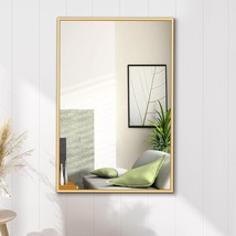 Arcus Home Bathroom Mirrors for Wall 24x36 Inch Gold Powder Coated Iron Frame Re - £52.30 GBP