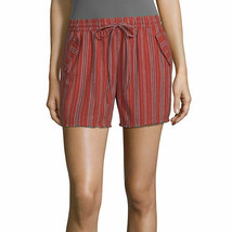 a.n.a. Women&#39;s Mid Rise Pull On Short Size X-LARGE Red Stripe Stretch Waistband  - £17.01 GBP
