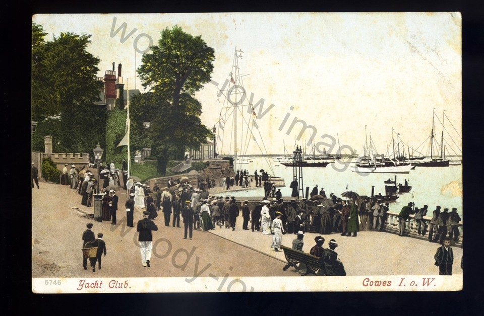 iw236 - Isle of Wight - Yachts off the Royal Squadron at Cowes, c1910 - ... - $1.34