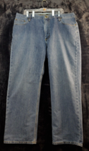 Carhartt Jeans Mens Size 42x32 Blue Denim Cotton Flat Front Straight Leg Pockets - £19.44 GBP