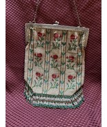 1900’s Original Antique Floral Roses Micro Bead Beaded Purse Bag 9X7 Stu... - $414.00 CAD