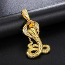 2Ct Round Cut Lab-Created Diamond Men Cobra Charm Pendant 14k Yellow Gol... - $342.99