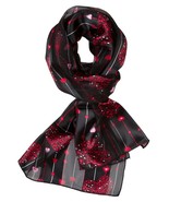 Plum Feathers Valentine&#39;s Day Hearts Print Satin Scarf (Black with Hearts &amp; - £11.69 GBP