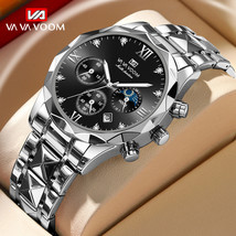 Multifunctional Butterfly Clasp Men&#39;s Watch Man Pair Calendar Tungsten Steel Wat - £32.97 GBP