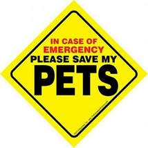 In Case of Emergency Please Save My PETS Bright Yellow Easy Read Window ... - $5.89