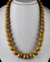 Natural Yellow Jade Beaded Round Necklace 1 L 911 Carats Big Gemstone String - £176.38 GBP