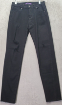 Bamboo Jeans Womens Size 9 Black Denim Cotton Ribbed 5-Pockets Design Skinny Leg - $17.45