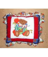 Colorful Handmade Pillow Teddy Bear Dressed as a Clown 16&quot; x 13&quot; - $22.98