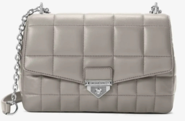 Michael Kors Soho X-LARGE Pear Gray Quilt Lamb Leather Crossbody Bag*Giftnwt - £253.22 GBP