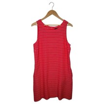 Tommy Hilfiger Dress Womens 10 Red Striped Sleeveless Button Scoop Neck Nautical - $24.74