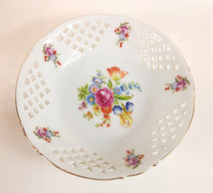 Vintage Reticulated Bowl Dish KO Japan Floral Flowers  - £11.75 GBP