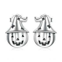 bamoer Vintage 925 Silver Ghost Witch Halloween Pumpkin Stud Earrings for Women  - £16.20 GBP