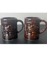 2 Vintage Orchid of Hawaii Tiki Mug Brown Handled Ceramic 3.75&quot; Spirit God - £17.12 GBP