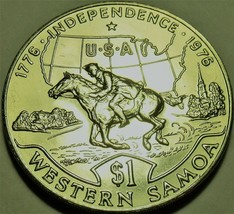 Samoa One Tala, 1976 Gem Unc~U.S. Bicentennial Comm~40k Minted~Equestria... - £18.75 GBP