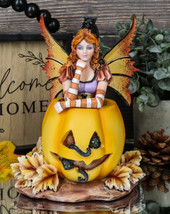 Amy Brown Halloween Mischief Fairy With Black Cats On Grinning Pumpkin Figurine - £67.22 GBP