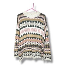 VTG 80s 90s LL Bean Sweater Fair Isle USA Cotton Multicolor Rainbow Womens XL - £23.55 GBP
