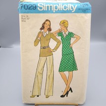 Vintage Sewing PATTERN Simplicity 7029, Misses 1975 Pants Two Piece Dress or Top - $10.70