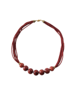 Lee Sands Multi Strand Red Beaded Necklace 20&quot; Artisan Jewelry - £9.60 GBP