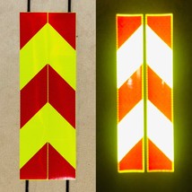 Vertical Lime &amp; Red Reflective Chevron Panel (Multiple Sizes) Oralite V9... - £49.39 GBP+