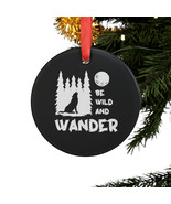 Acrylic Ornament with Ribbon Featuring a Black and White Wolf in a Pine ... - £16.13 GBP